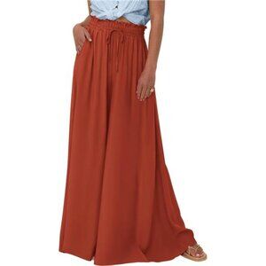 Women's Summer Wide Leg Palazzo Pants Brick Red